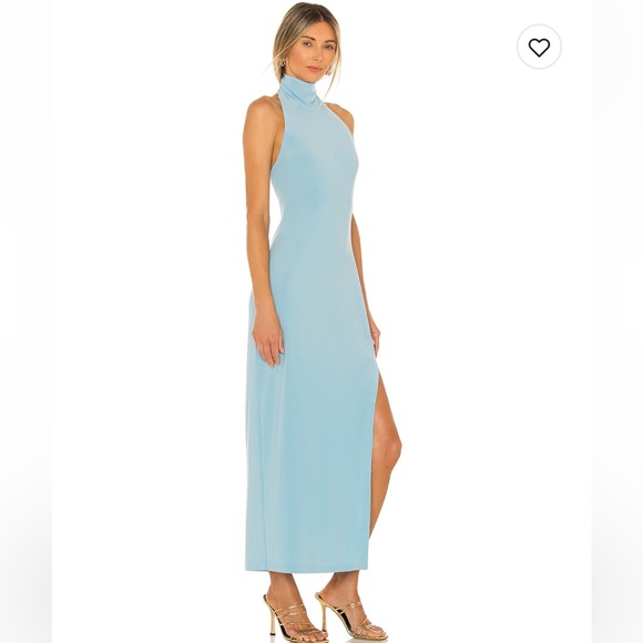 Revolve Norma Kamala Halter Turtle Side Slit Gown in Powder Blue - Medium - Picture 2 of 6